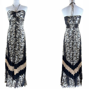 Glamazon Tiger Zebra Chevron Colorblock Bandeau Tube Halter Maxi Dress M Summer